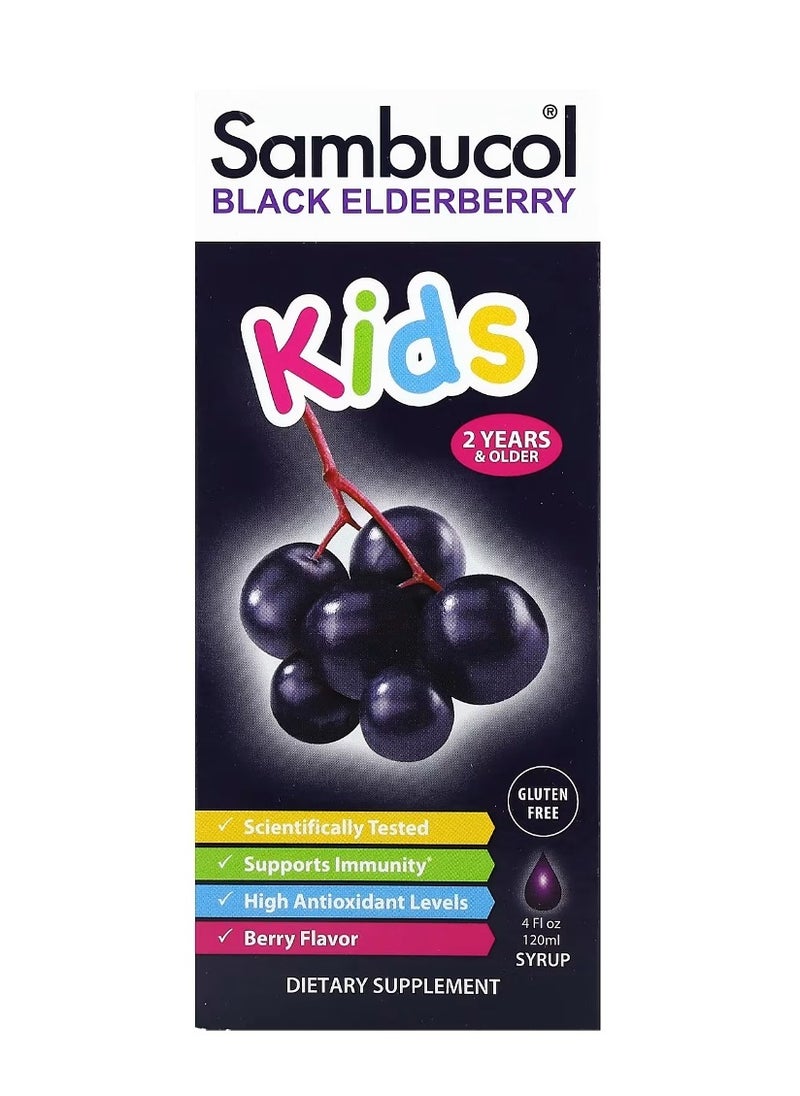 Sambucol Black Elderberry Syrup For Kids Ages 2+ Berry Flavor 4 Fl Oz 120 Ml  - Image 1
