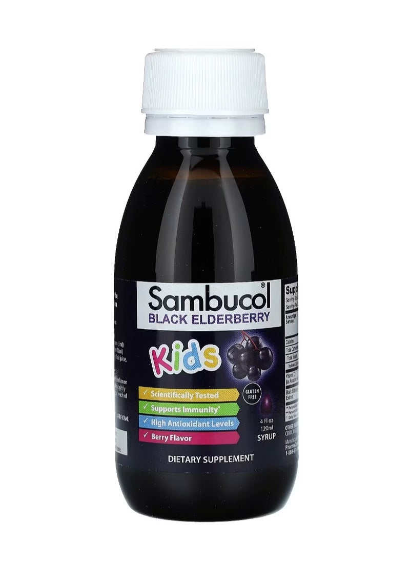 Sambucol Black Elderberry Syrup For Kids Ages 2+ Berry Flavor 4 Fl Oz 120 Ml  - Image 2