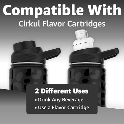 Chill Oasis Water Bottle Compatible With Popular Flavor Cartridges BPA Free Leak Proof DoubleWalled Vacuum Insulated Stainless Steel and Dishwasher Safe Cold for 24 Hours Leopard 12oz - Image 3