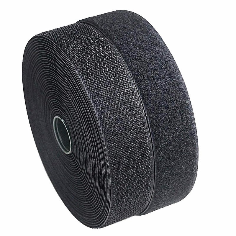 Sunkizzrs ® 5m Hook + 5m Loop (Width-25mm) Tape Roll Strips with Adhesive Back Mounting Tape for Picture and Tools Hanging Pedal Board Fastening Black Stick-On Tape - Image 1