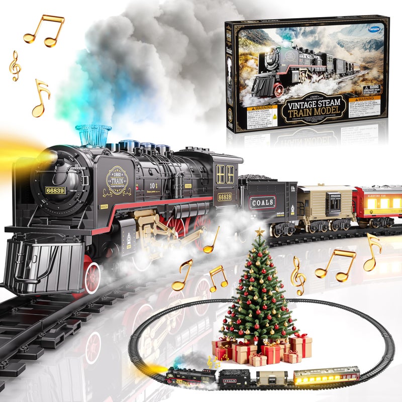 Funwee Electric Train Toy with SmokeLights and SoundTrain Set for Under Christmas Tree Locomotive Train Model with Track for 3 47 8 Years Old Toddler Boys and Girls Birthday - Image 3
