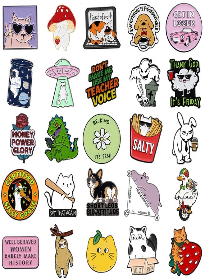 SINCCO 20/40/50 PCS Cute Enamel Backpack Pins, Funny Enamel Pins Bulk Set Cool Button Pins Aesthetic Brooch Lapel Pins Anime for Backpacks, Jackets, Hats, Kids, Girls - Image 4