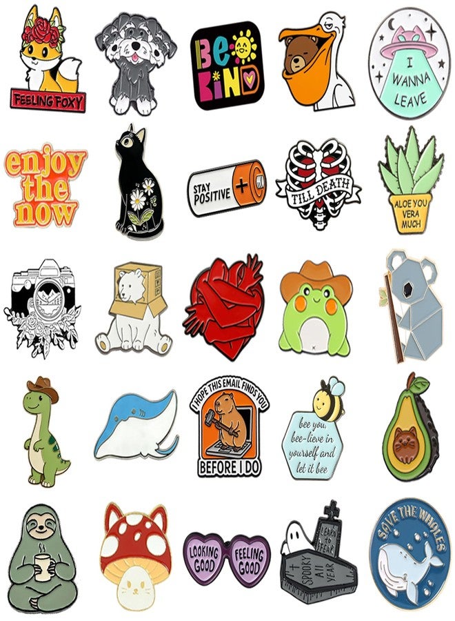 SINCCO 20/40/50 PCS Cute Enamel Backpack Pins, Funny Enamel Pins Bulk Set Cool Button Pins Aesthetic Brooch Lapel Pins Anime for Backpacks, Jackets, Hats, Kids, Girls - Image 2