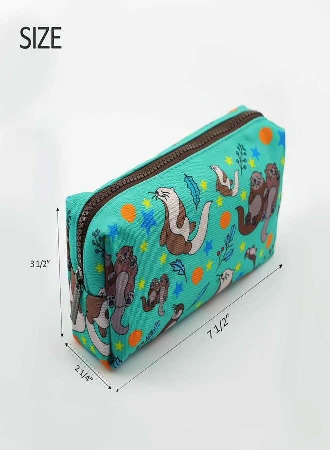 LParkin Otters Pencil Case Canvas Pen Bag Pouch Cute Stationary Case Makeup Cosmetic Bag Gadget Box - Image 2