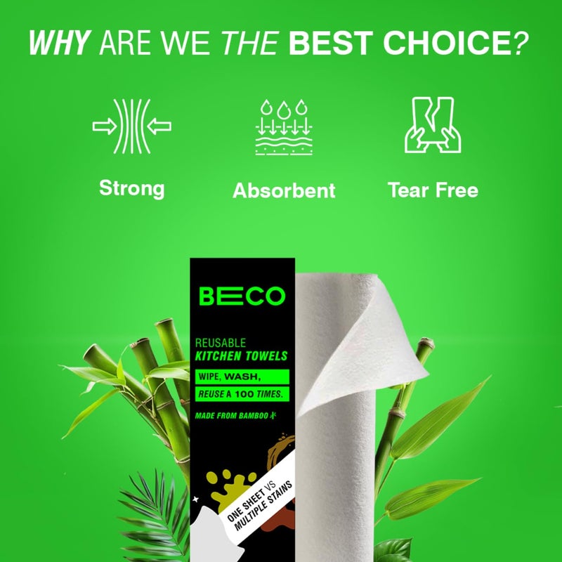 BECO Bamboo Kitchen Towels, 6 sheets Reusable upto 600 times, 100% Natural and Ecofriendly Alternative to Tissue Papers - Image 2
