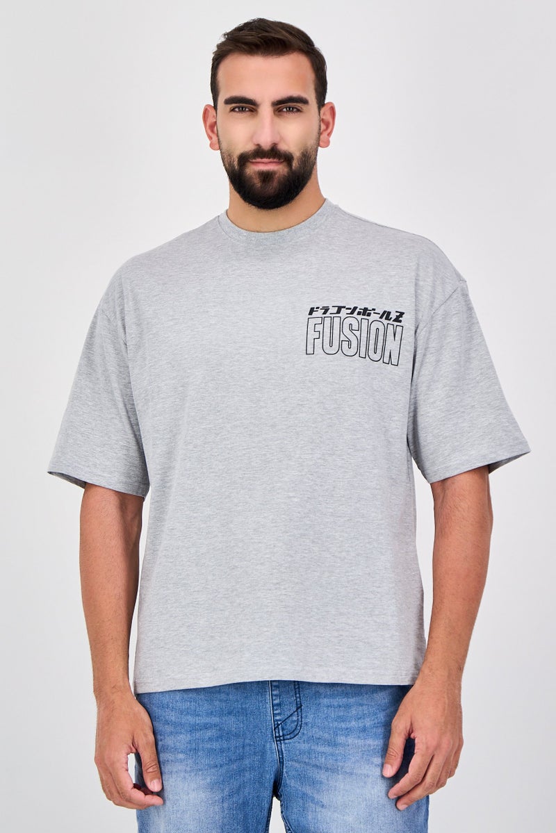 Dragon Ball Z Men Crew Neck Short Sleeve Graphic Print T-Shirt, Grey - Image 1