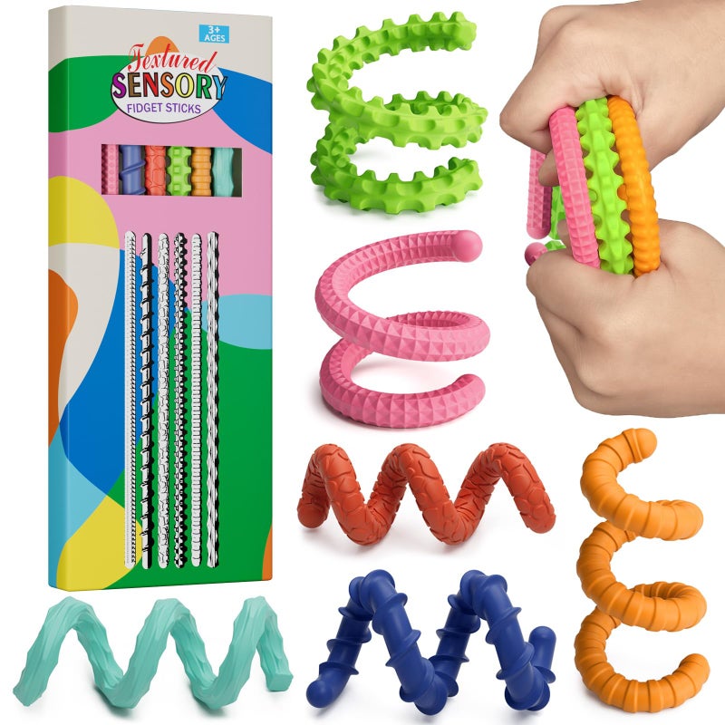 TIKWORK Sensory Fidget Toys for Kids Adults6PCS Flexible Fidget Sticks for Stress Anxiety Autistic ADHD Calm Down Travel Airplane Classroom Students Prizes Toys Stocking Stuffers for Teens Boys Girls - Image 2