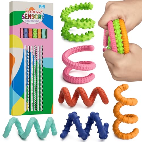 TIKWORK Sensory Fidget Toys for Kids Adults6PCS Flexible Fidget Sticks for Stress Anxiety Autistic ADHD Calm Down Travel Airplane Classroom Students Prizes Toys Stocking Stuffers for Teens Boys Girls - Image 1