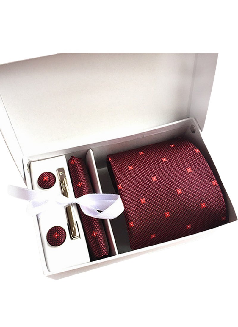 Generic 6 PCS Men's Premium Tie Gift Box Tie Pocket Square Fashionable Stylish Tie Clip Cufflinks Set  - Image 1