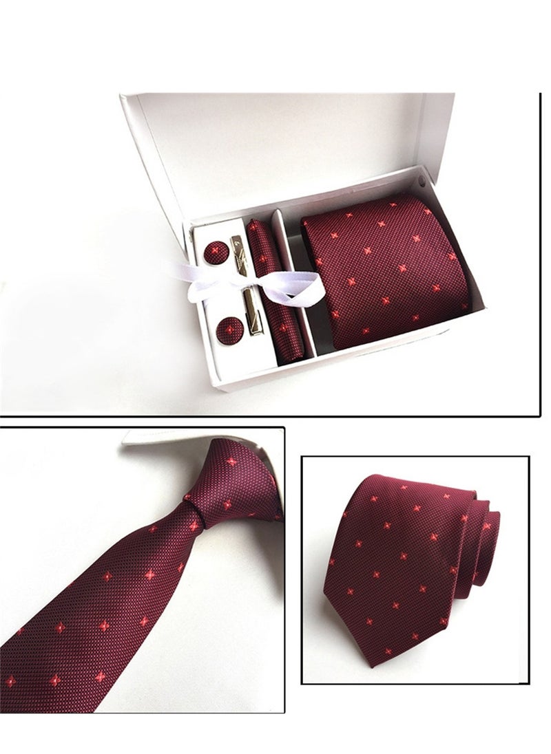 Generic 6 PCS Men's Premium Tie Gift Box Tie Pocket Square Fashionable Stylish Tie Clip Cufflinks Set  - Image 2