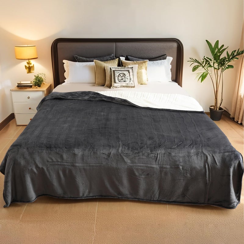 LaffyLo Electric Heated Blanket Full Size - 72"x84", Soft Flannel Heating Blanket, 10 Heating Levels, 1-12 H Auto Shut Off, Breathable Warm and Washable for Bed, Dark Grey - Image 2