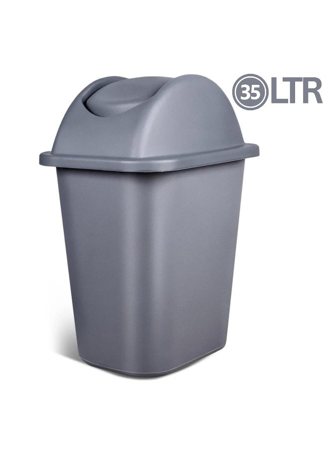 AKC 35LTR Swing Lid Garbage Bin - Durable PP Plastic Rectangular Trash Can with Odor Control & Garbage Bag Ring for Home & Outdoor Use  - Image 2