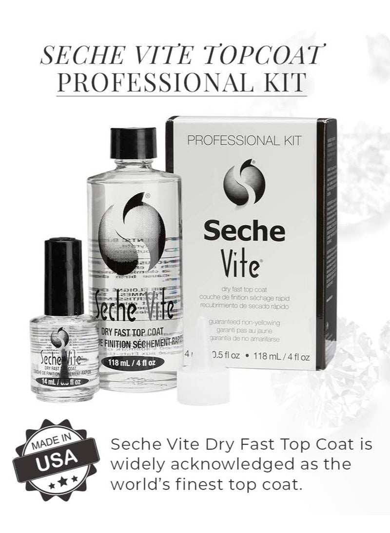 Seche Vite Dry Fast Top Coat 14ml Professional Refill Kit Nail Polish Protection - Image 1