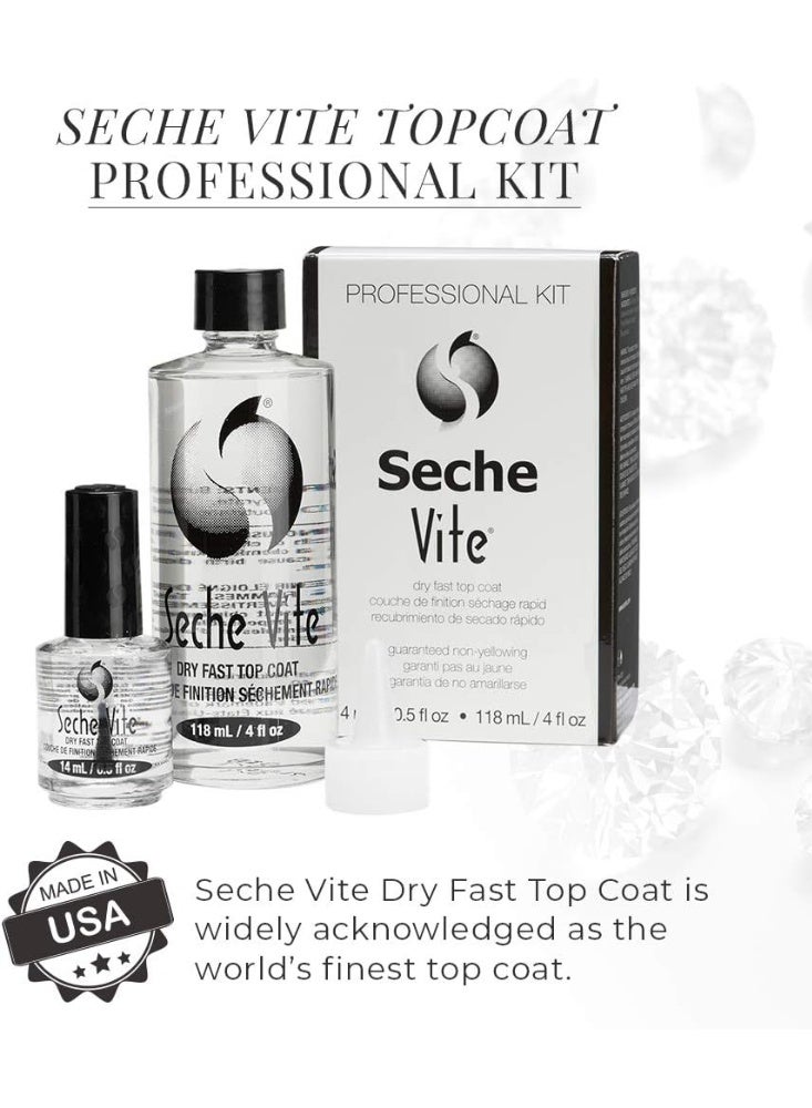 Seche Vite Dry Fast Top Coat 14ml Professional Refill Kit Nail Polish Protection - Image 5