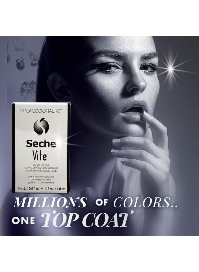 Seche Vite Dry Fast Top Coat 14ml Professional Refill Kit Nail Polish Protection - Image 2