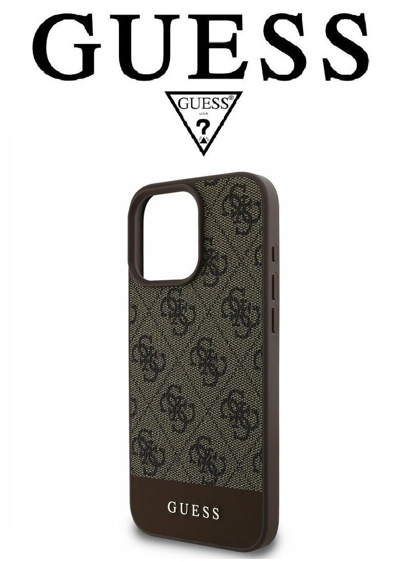 CG MOBILE IPhone 16 Pro cover, with a logo and a leather design approved by the global brand Guess. From CG-MOBILE. In Brown  - Image 4