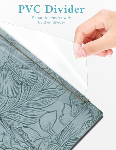 Zreal Checkbook Cover for Women & Men, Premium PU Leather Check Book Cover for Personal Checkbook, Top & Side Tear Duplicate Checks with RFID Blocking (Light Blue) - Image 4