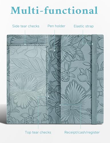Zreal Checkbook Cover for Women & Men, Premium PU Leather Check Book Cover for Personal Checkbook, Top & Side Tear Duplicate Checks with RFID Blocking (Light Blue) - Image 2