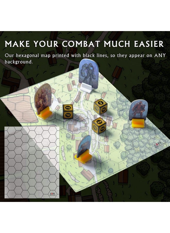 CZYY مجموعة 2 من حصائر الألعاب الأكريليكية CZYY بتصميم شبكة سداسية 1"، خريطة معركة 7"x9" واضحة ومتينة - رائعة للزنزانات والتنانين، بايثفايندر وألعاب تقمص الأدوار الأخرى على الطاولة - Image 2