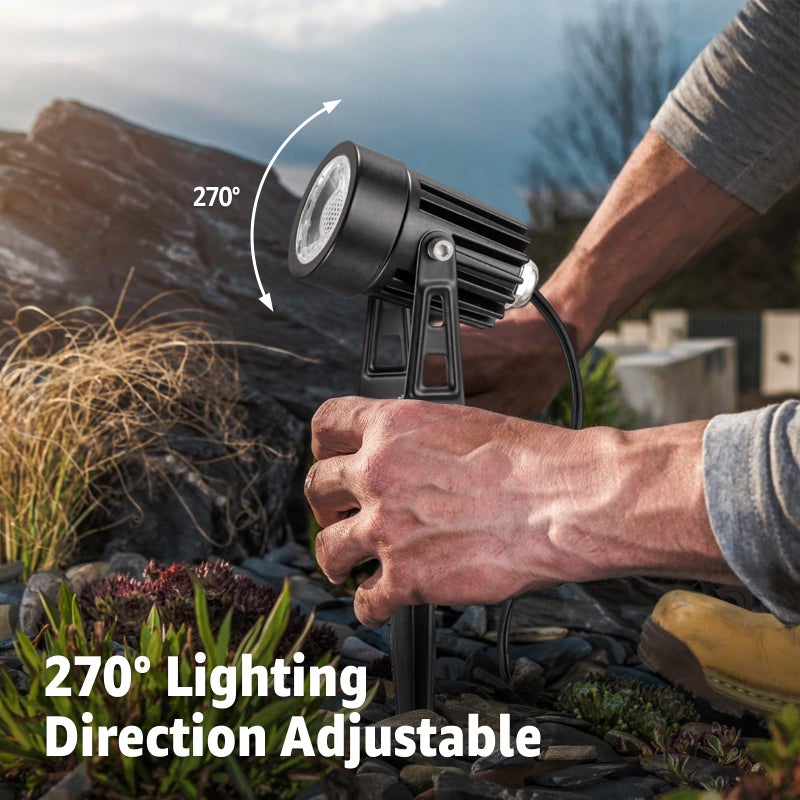 SUNVIE 3W Low Voltage Landscape Lighting LED Landscape Spotlights with Connectors Waterproof Low Voltage Landscape Lights 3000K Warm White Uplights Outdoor Spot Lights for Yard Garden House, 4 Pack - Image 4