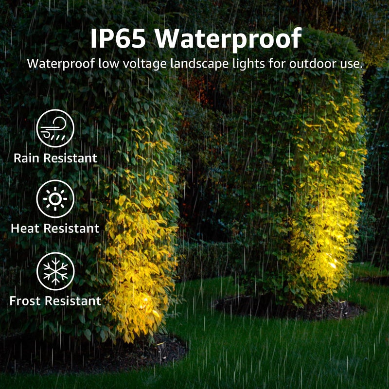 SUNVIE 3W Low Voltage Landscape Lighting LED Landscape Spotlights with Connectors Waterproof Low Voltage Landscape Lights 3000K Warm White Uplights Outdoor Spot Lights for Yard Garden House, 4 Pack - Image 3