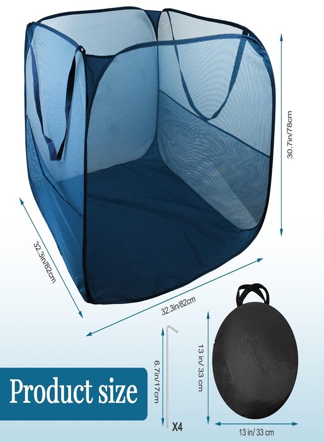 Feoang Pop up Pool Toy Storage Bin,32"X32"X30"Pool Float Organizer Bag with 2 Side Pockets Mesh Swimming Pool Toys Organizer with 4 Ground Nails for Inflatable Toys, Float, Beach Ball and Pool Accessories - Image 2
