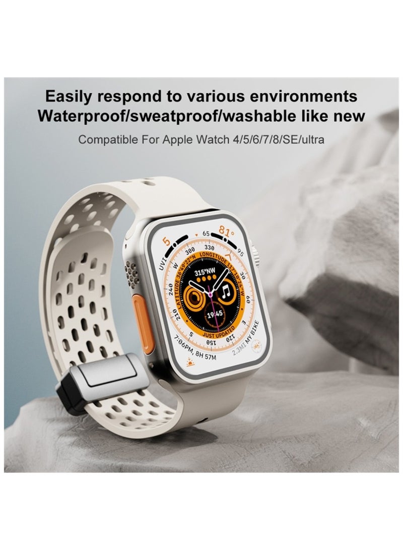 KASTWAVE حزام ساعة لساعة Apple Ultra مقاس 49 مم/45 مم/44 مم/42 مم، 4 قطع حزام ساعة سيليكون لساعة Apple Watch Ultra Band حزام بإبزيم مغناطيسي قابل للطي لساعة iWatch Ultra Series 8 7 6 5 4 3 2 1 SE - Image 5