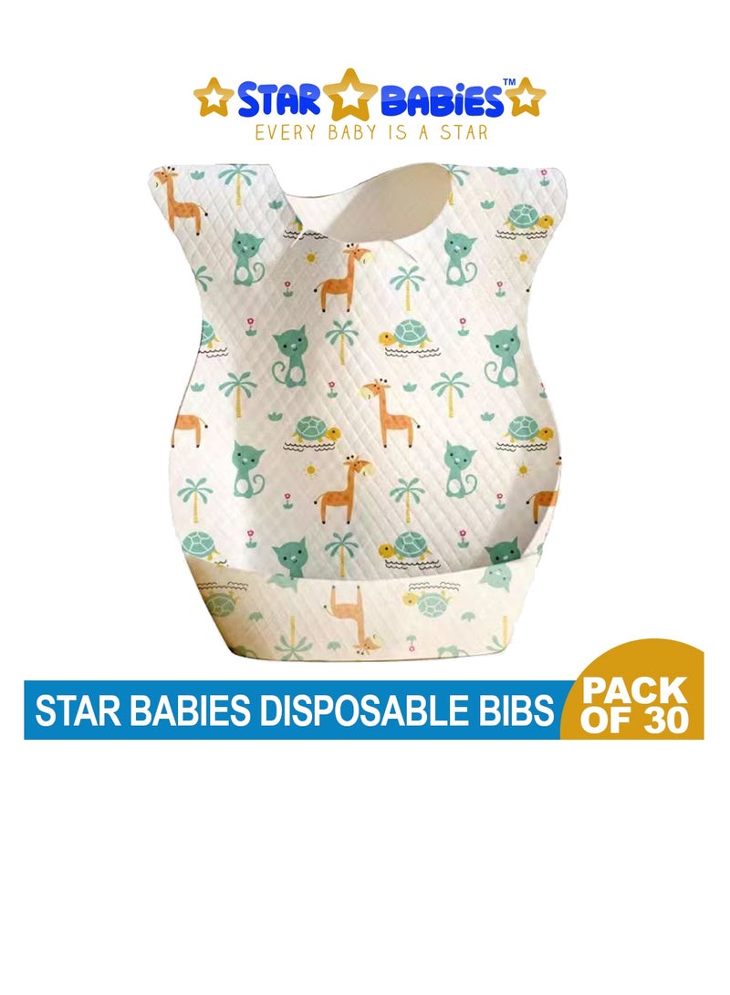 Star Babies Disposable Bibs - Pack of 30 - Giraffe Print-New - Image 2