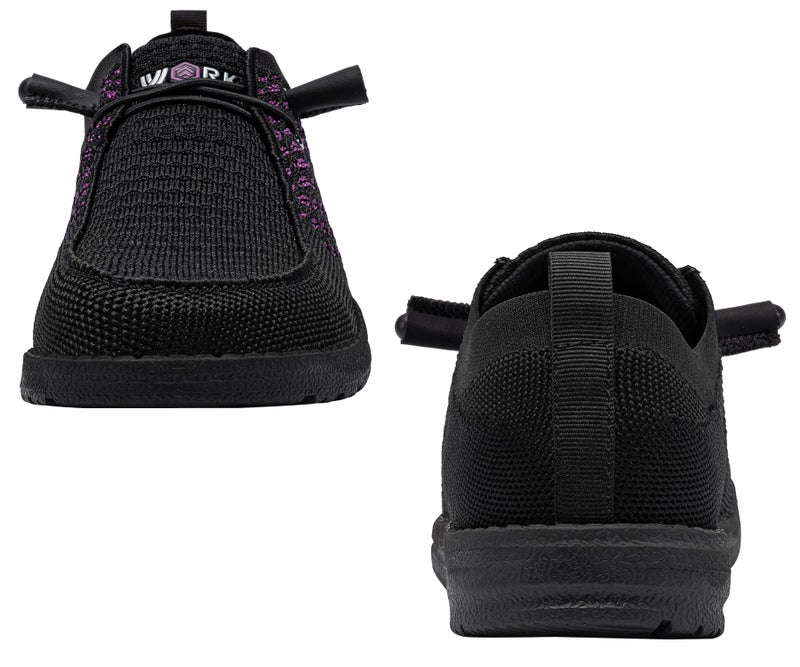 LARNMERN Slip On Steel Toe Loafers Women Work Safety Shoes Lightweight Comfortable Walking Sneakers(7.5 Women, Black Purple) - Image 3