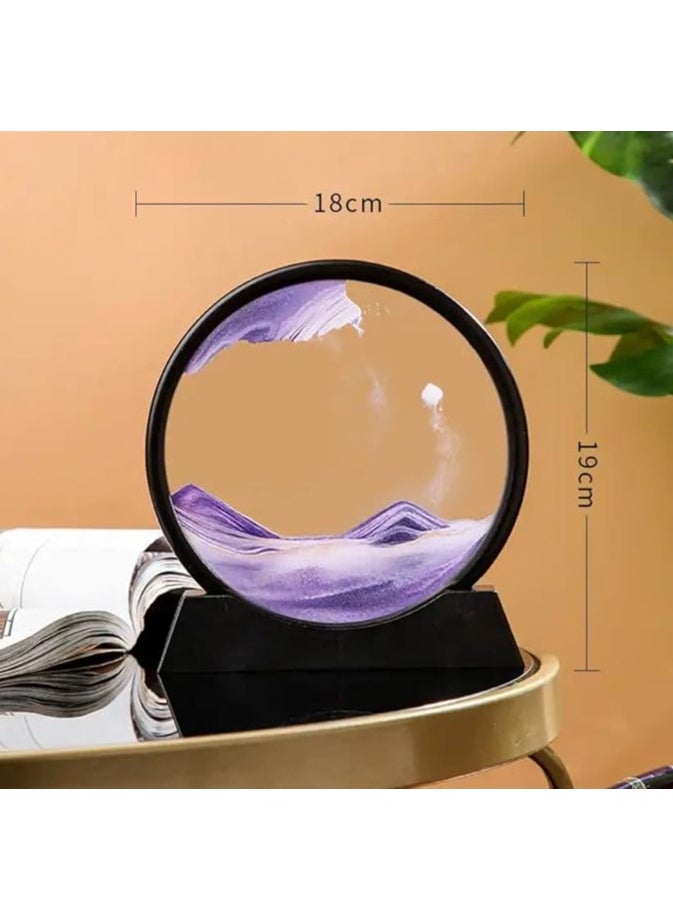 Generic - Sand Art Display Flowing Sand Frame Modern Image Glass 3D Round Glass Deep the Sea Sand Scene in Movement Holder for Home Decor - Image 1