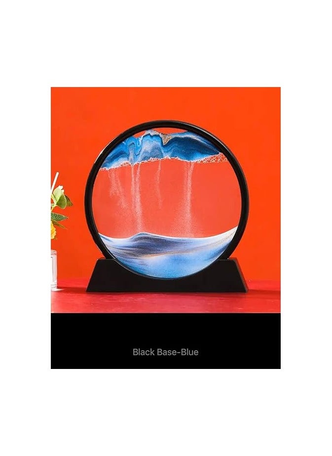 Generic - Sand Art Display Flowing Sand Frame Modern Image Glass 3D Round Glass Deep the Sea Sand Scene in Movement Holder for Home Decor - Image 1