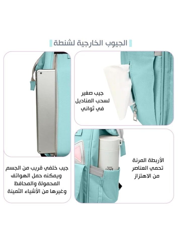 كيوشوب - شنطة وحقيبة ظهر مستوردة للحفاضات للأطفال مريحة للظهر بتصميم كرتوني متعددة الوظائف بسعة كبيرة للآباء المسافرين أنيقة وعملية من كيوشوب®️ - Image 1