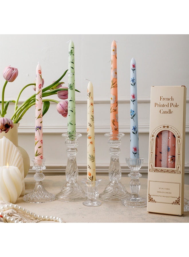 2Pcs Pink Taper Candles with Red Heart Print, Romantic Long Candles for Valentine's Day, Wedding, Dinner Party, Home Decor - Image 3