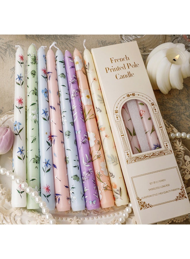 2Pcs Pink Taper Candles with Red Heart Print, Romantic Long Candles for Valentine's Day, Wedding, Dinner Party, Home Decor - Image 4