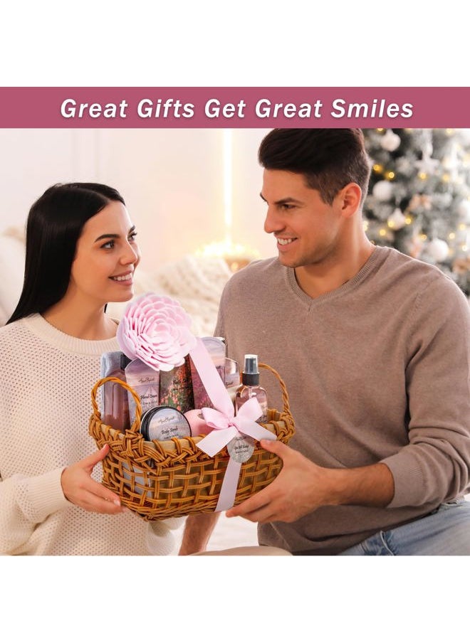 Aqua Elegante - Spa Baskets For Women - Luxury Bath Set With Rose Oil & Orchid - Spa Kit Includes Wash, Bubble Bath, Lotion, Bath Salts, Body Scrub, Body Spray, Shower Puff, Bathbombs, Soap and Towel - Image 1