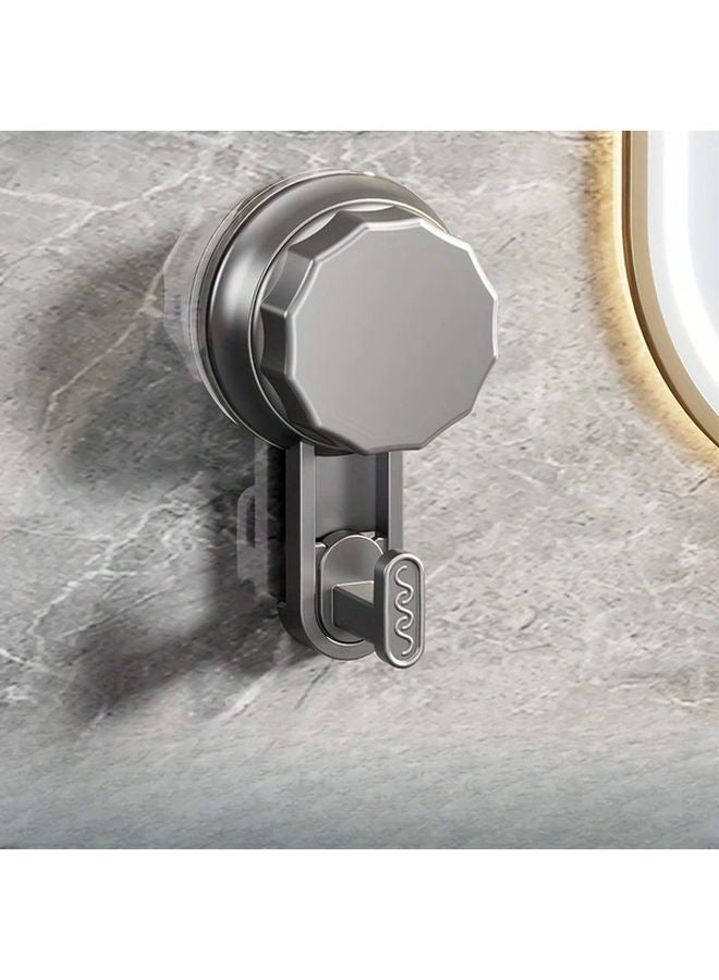 Gray Single Hook Heavy Duty Suction Cup Towel Hanger For Bathroom Glass Shower - Image 1
