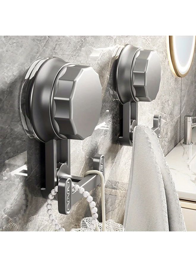 Gray Single Hook Heavy Duty Suction Cup Towel Hanger For Bathroom Glass Shower - Image 3