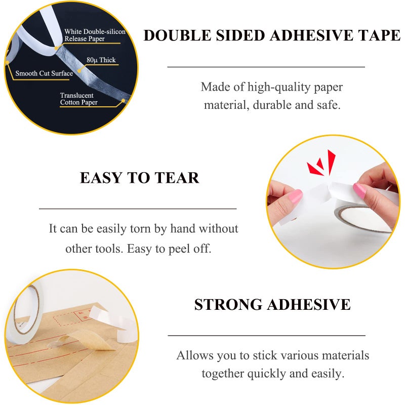 SmaringWing Double Sided Tape for Crafts, 6 Rolls Multi-Size Double-Sided Adhesive Tape for Arts, Photography, Gift Box, Scrapbooking, Card Making, Paper Backing - Image 5
