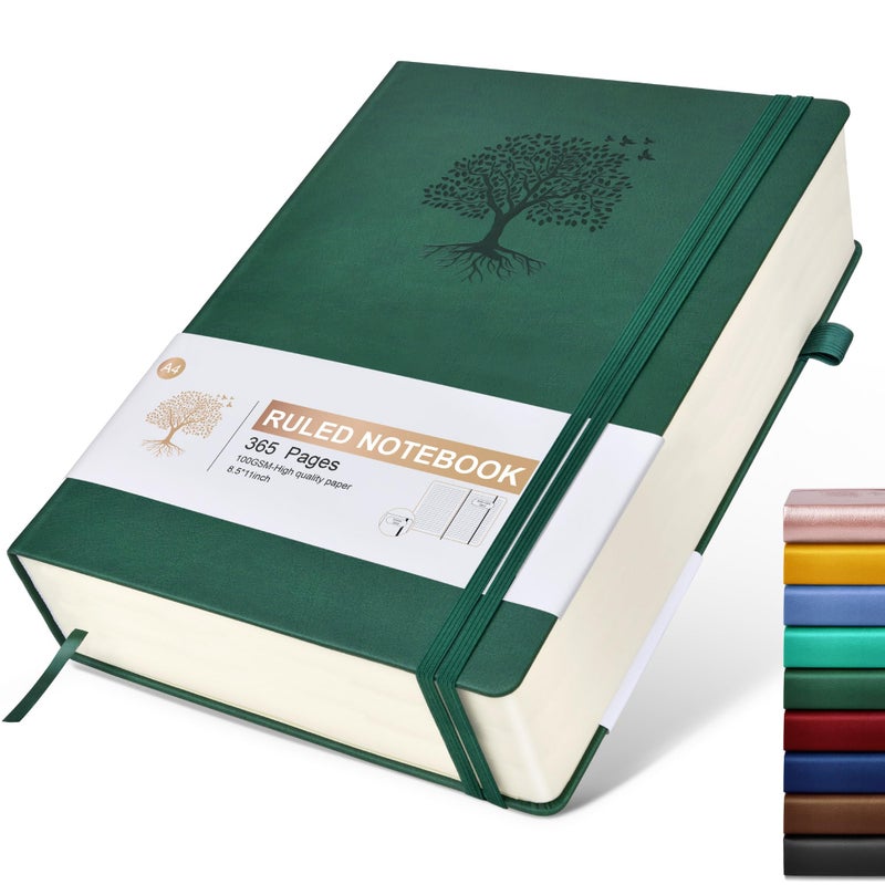 Ansopu Lined Journal Notebook, 365 Pages A4 Large Journals for Writing Ruled Notebook, Hardcover Leather Journal for Women Men, Daily Journal Notebook for Work, Note Taking, 100Gsm Thick Paper ( 8.5" x 11" Green) - Image 1