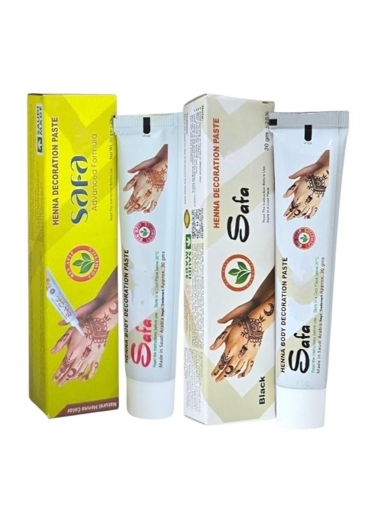 Safa 2-Pices Set Henna Decoration Paste Black & Advanced Formula - Image 1