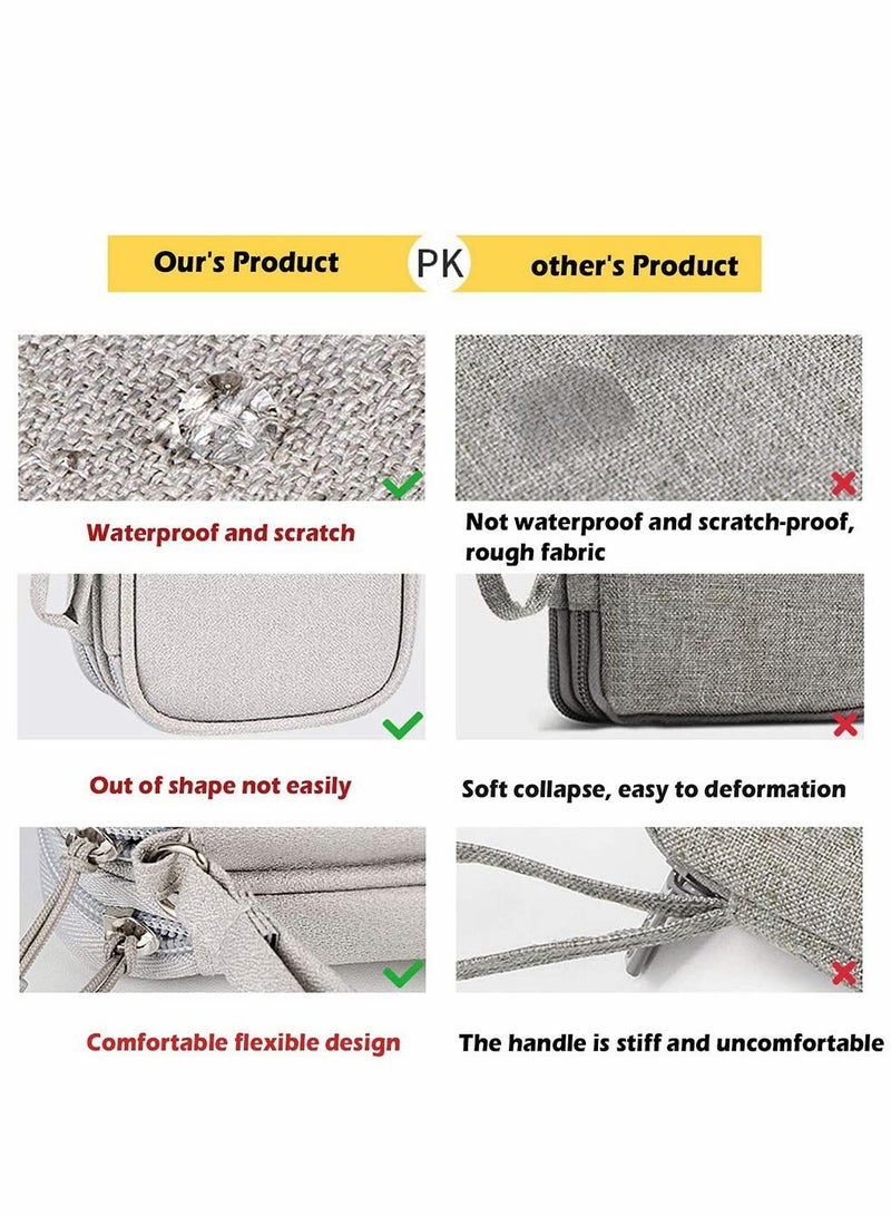 Portable Waterproof Travel Cable Organizer Bag - Double Layer Storage for Cords, Chargers, Earphones & More - Medium Size, Grey - Image 4