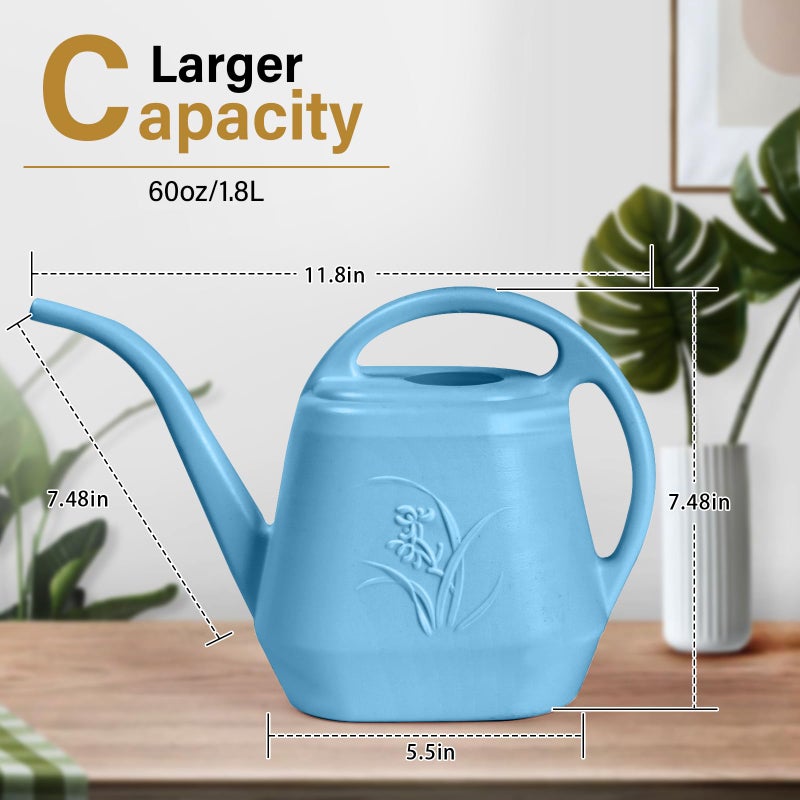 ZXJ Plant Watering Can - for Indoor and Outdoor Home Garden Plants - with Long Spout - Skye Blue - 1/2 Gallon - Image 2