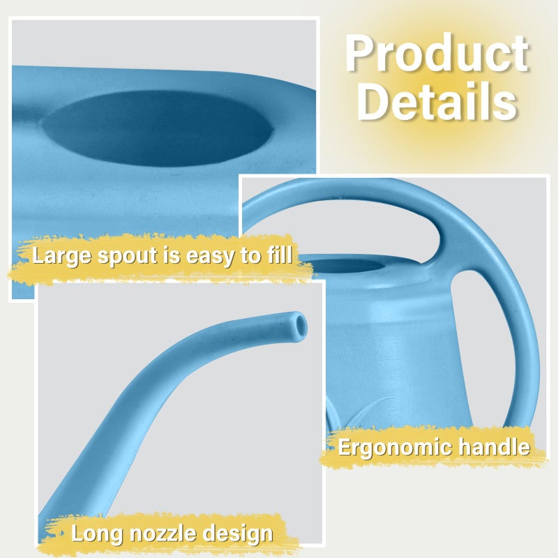 ZXJ Plant Watering Can - for Indoor and Outdoor Home Garden Plants - with Long Spout - Skye Blue - 1/2 Gallon - Image 3