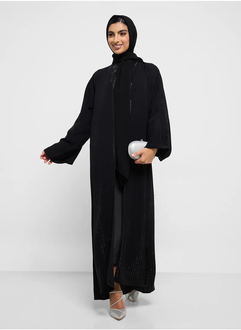 hayas closet Black Abaya with Sheila