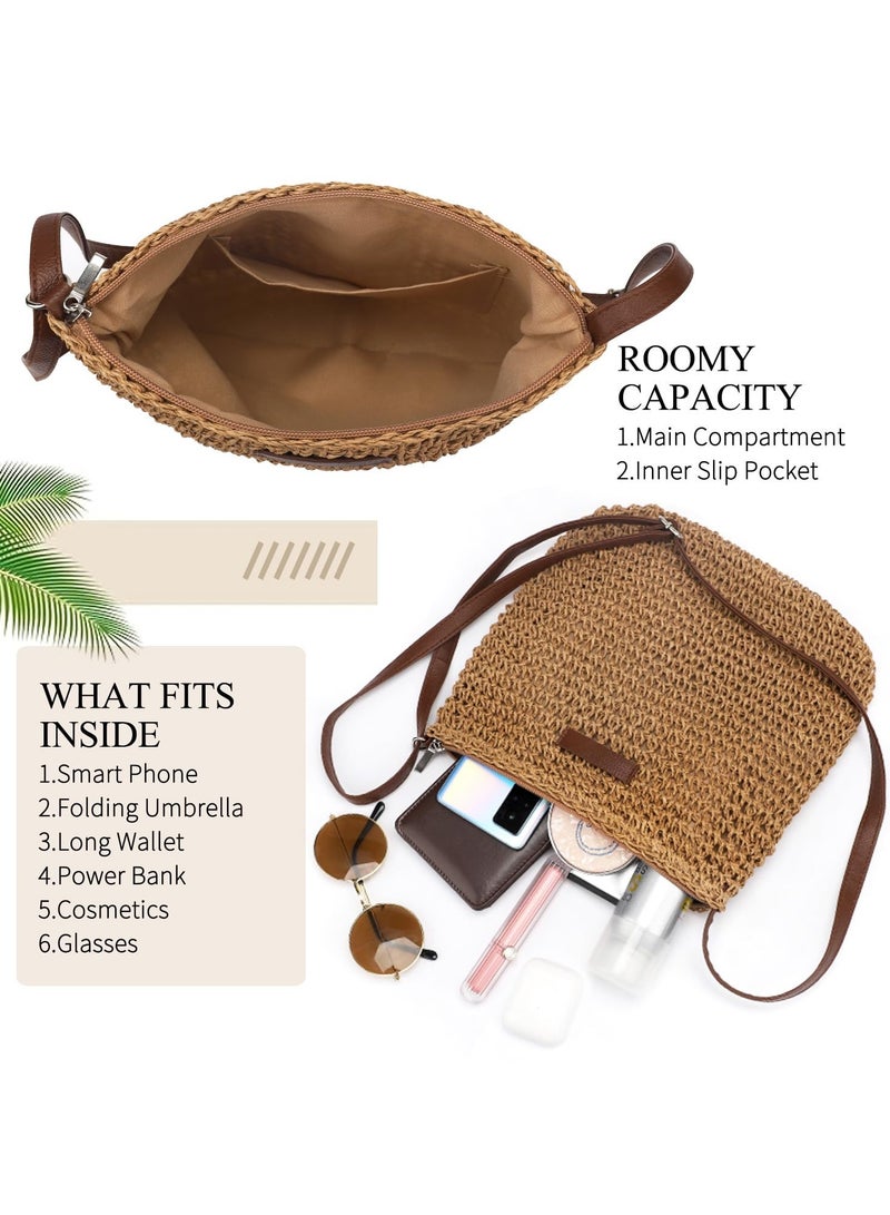 KASTWAVE Elegant Hand-Woven Straw Crossbody Bag for Women - Lightweight Summer Beach Clutch with Adjustable Strap - Image 4
