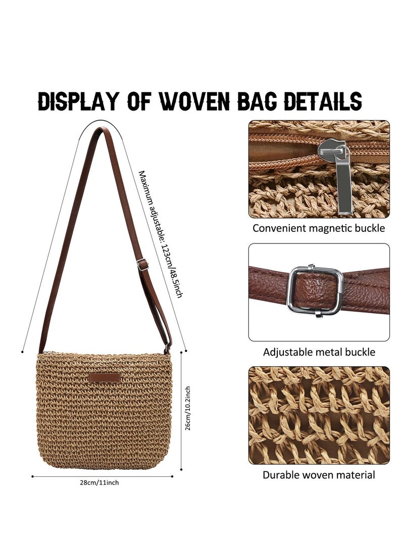 KASTWAVE Elegant Hand-Woven Straw Crossbody Bag for Women - Lightweight Summer Beach Clutch with Adjustable Strap - Image 3