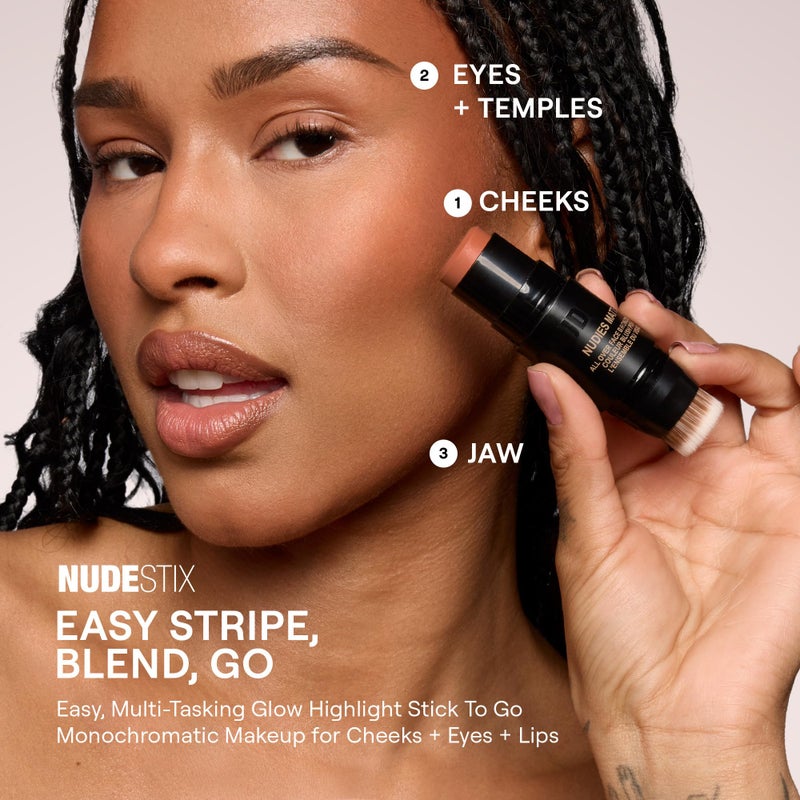 Nudestix Nudies Bronze All Over Matte Bronzing Stick â€“ 3-in-1 Cream Bronzer for Cheeks, Eyes & Lips with Built-In Brush | Natural Contour & Sun-Kissed Glow | Bondi Belle - Image 3