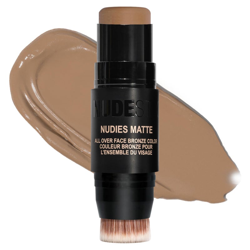 Nudestix Nudies Bronze All Over Matte Bronzing Stick â€“ 3-in-1 Cream Bronzer for Cheeks, Eyes & Lips with Built-In Brush | Natural Contour & Sun-Kissed Glow | Bondi Belle - Image 1