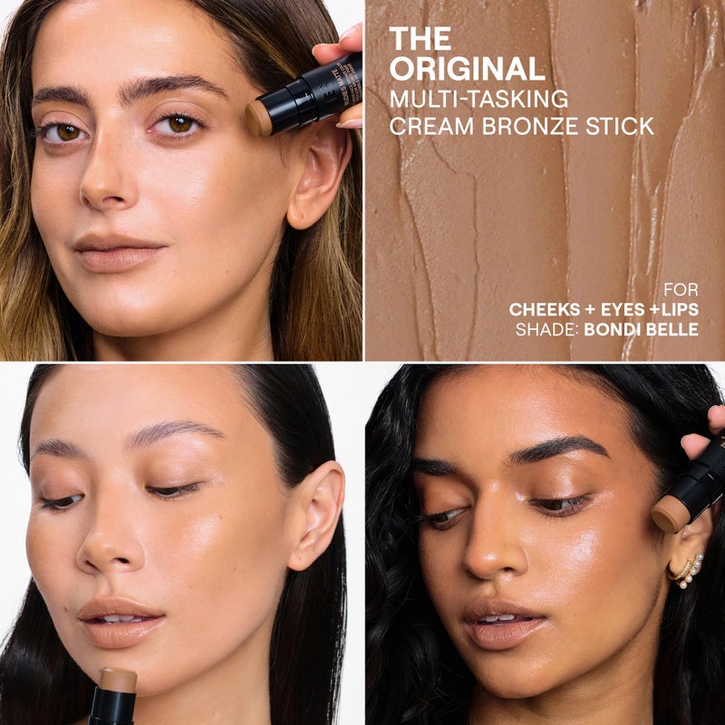 Nudestix Nudies Bronze All Over Matte Bronzing Stick â€“ 3-in-1 Cream Bronzer for Cheeks, Eyes & Lips with Built-In Brush | Natural Contour & Sun-Kissed Glow | Bondi Belle - Image 2
