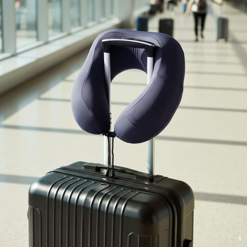 Pan Home Roam Memory Foam Travel Pillow 25x27x12cm - Grey - Image 1